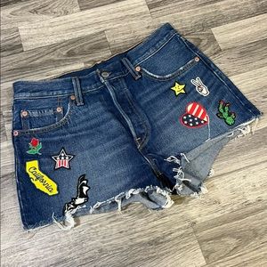 Levis jean shorts with patches